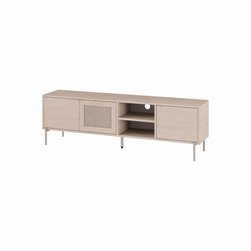 Decortie Inca Modern TV Stand with Laser-Cut Door in Oak, Width: 164 cm – 2