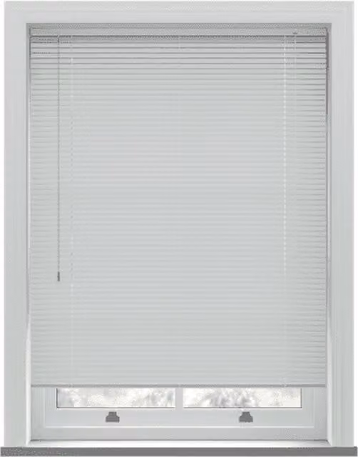NewEdgeBlinds White PVC Venetian Blind with 25mm Slats, W: 213 cm, H: 115 cm