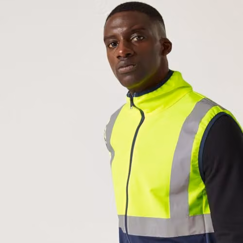 Regatta Men's Class 1 Hi-Vis Full Zip Vest in Yellow and Blue, Size S – 5