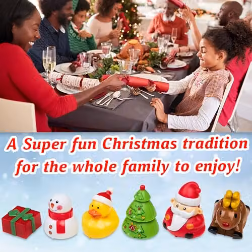 KreativeKraft Luxury Pop Christmas Crackers, Pack of 6 Multicolour Paper Crackers with Racing Toys – 5