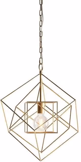 Netlighting PESCARA Modern Dimmable Pendant Ceiling Light in Gold/Brass with Glass Cage
