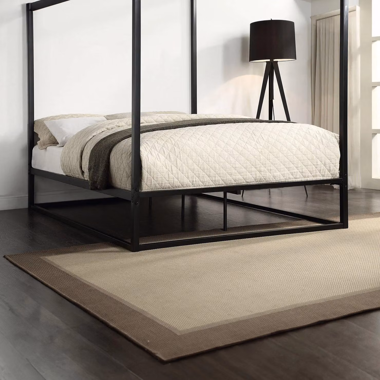 SlumberWorx Ashwell Modern Four Poster Metal Bed Frame in Black, W/D/H: 180 x 200 x 157 cm – 3