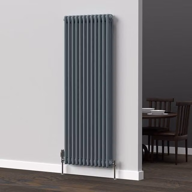 Lux Heat Vertical Coloured Column Radiator in Pebble Grey, H 150 cm x W 56 cm