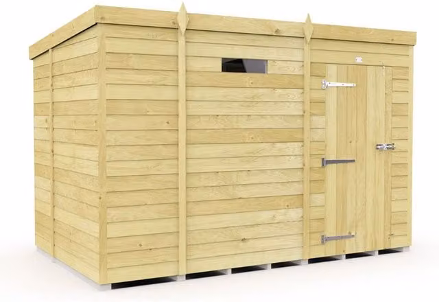 Buttercup Farm Pent Security Wood Shed with Single Door, Brown, W276 x D178 x H201 cm – 1