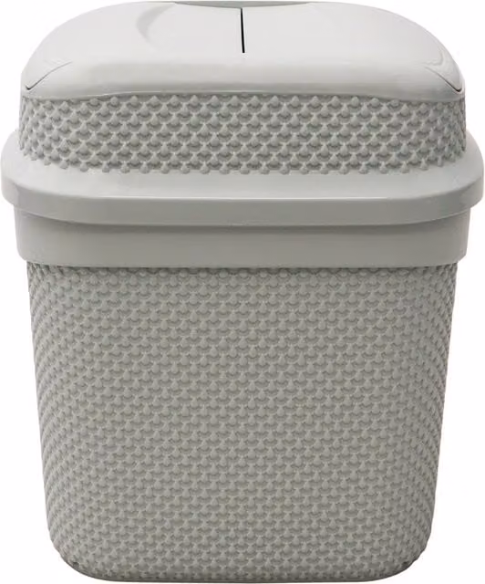 JVL Droplette Design Plastic Lidded Bin in Grey
