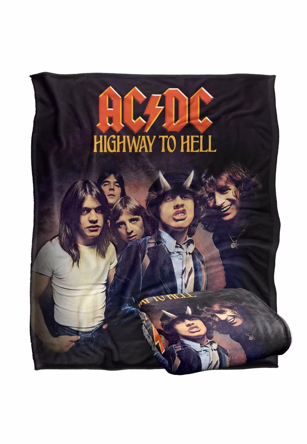 Trevco AC/DC Highway Silky Touch Super Soft Throw Blanket, White, W/D/H: 152 x 127 cm – 7