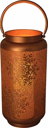 Netagon Gold Metal Battery Operated Tabletop Christmas Lantern with Snowflake Design – 1