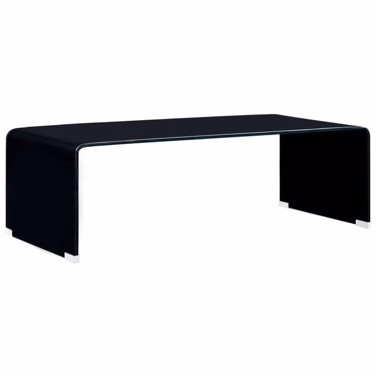 Berkfield Home Modern Black Tempered Glass Coffee Table, W: 98 cm, D: 45 cm, H: 31 cm