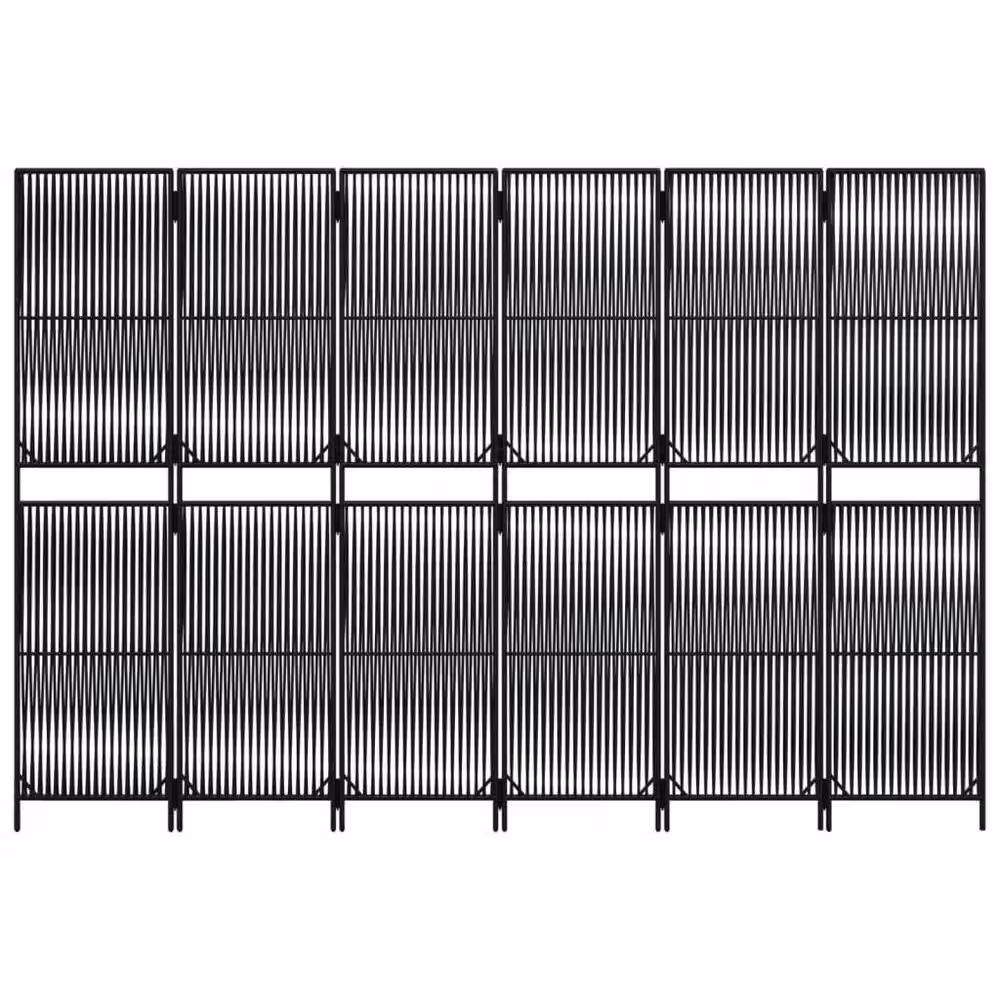Berkfield Home 6 Panel Black Poly Rattan Room Divider – 3