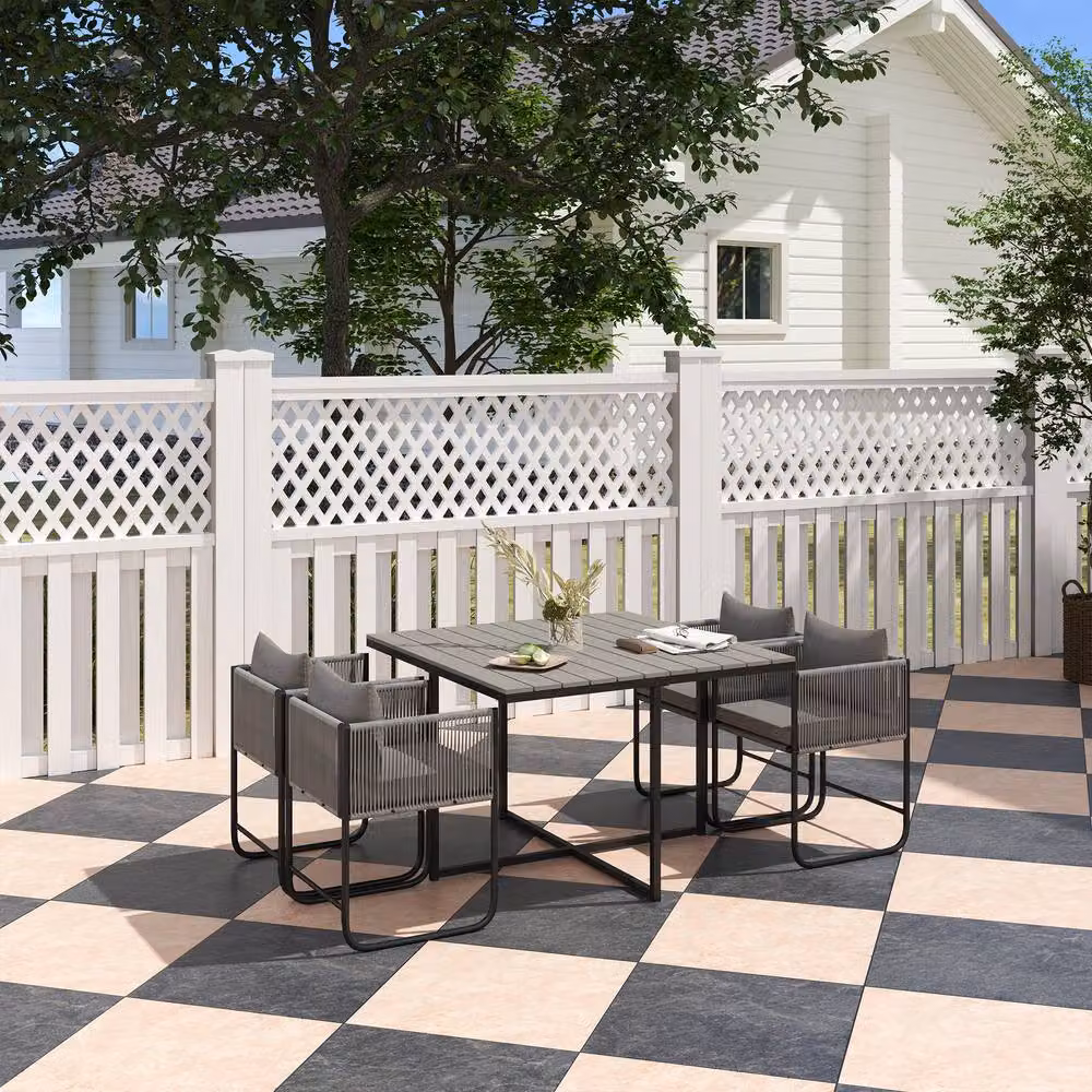 ERGOVEXA 4 Seater Rattan Cube Garden Furniture Set in Grey – 2