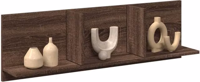 Berkfield Home Wall Mounted Cabinet in Brown Oak, W/D/H: 100 x 30 x 16.5 cm