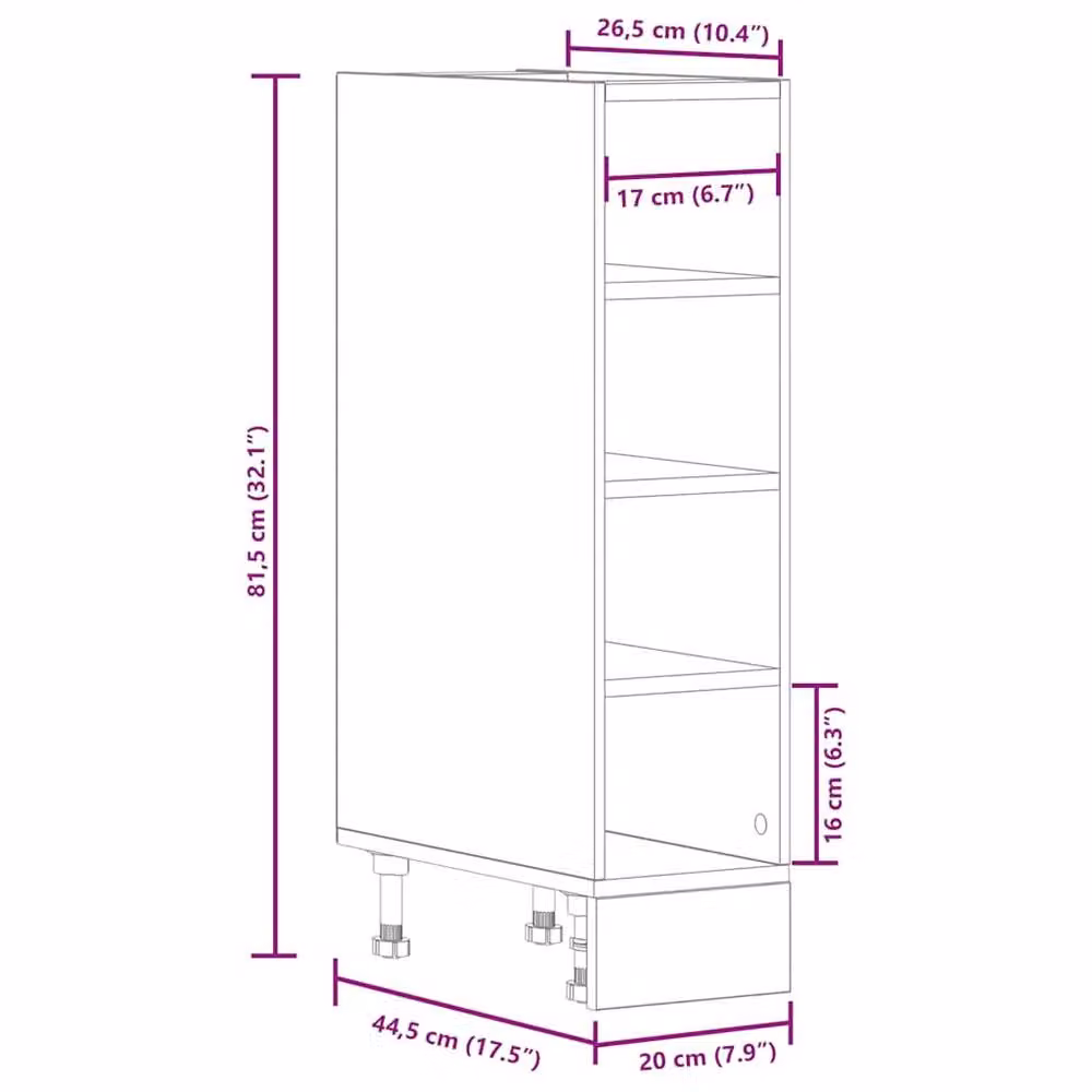 Berkfield Home Smoked Oak Kitchen Base Unit in Brown, W/D/H: 44.0 x 20.0 x 81.5 cm – 5