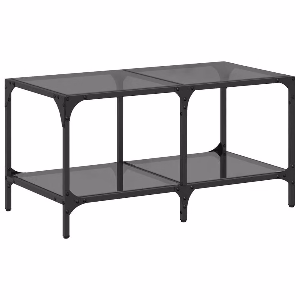Berkfield Home Modern Rectangular Coffee Table with Black Glossy Glass Top and Steel Frame, W: 78.5 cm, D: 40 cm, H: 40 cm – 3