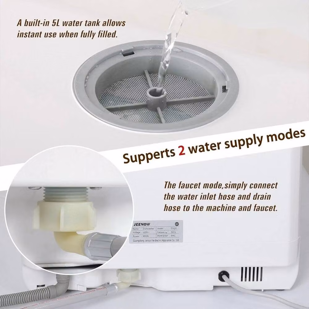 SPETLEK 5L Table Top Mini Dishwasher, Freestanding Countertop Dish Cleaner in White – 5