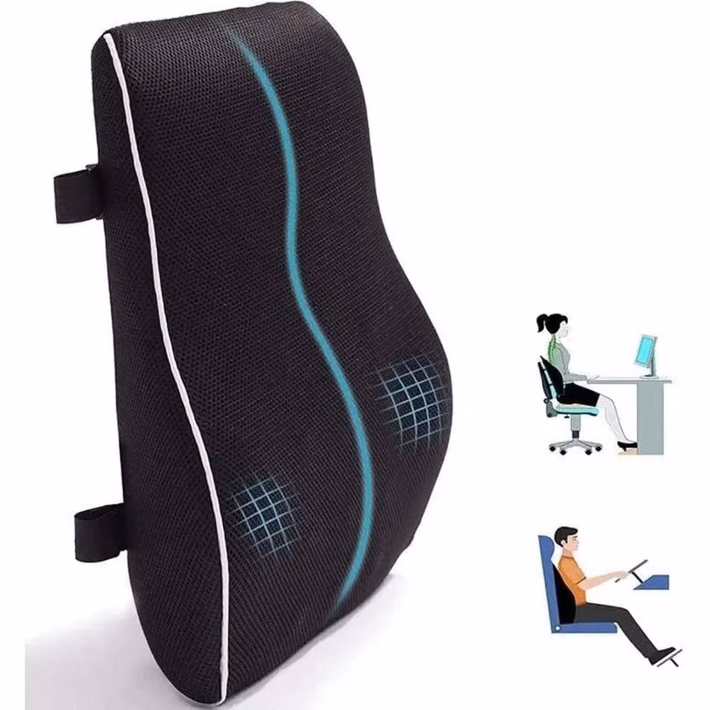 PAWNORA Black Memory Foam Lumbar Support Cushion for Car, Office or Wheelchair, W/D/H: 125 x 150 cm – 2