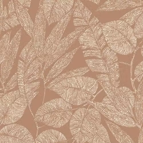 Grandeco Lorena Sketch Leaves Blown Vinyl Wallpaper in Terracotta Orange Botanical Floral Design