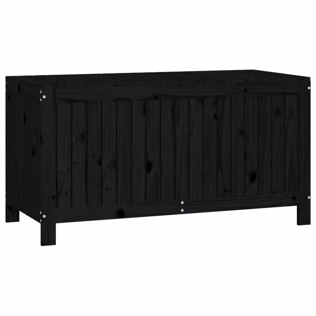 Berkfield Home Garden Black Solid Wood Pine Storage Box W/D/H: 121 x 55 x 64 cm – 4
