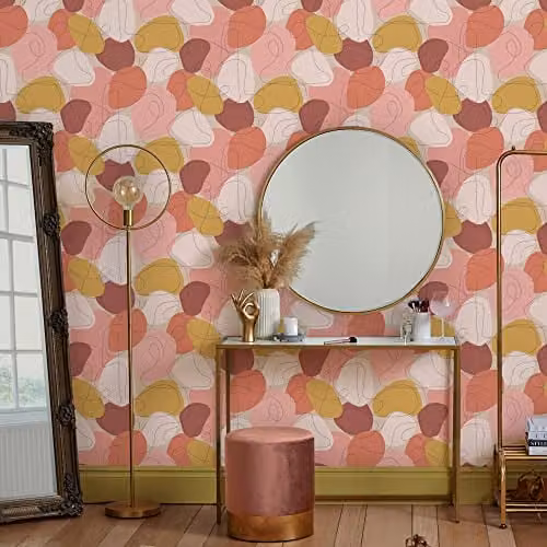 Graham & Brown Envy Mood Peachy Wallpaper in Pink and Multicolour, W: 520 mm x H: 10000 mm – 2