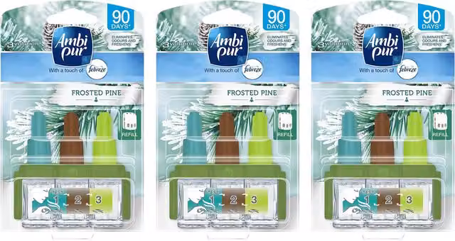 Ambi Pur Air Freshener Refills Set of 3 in Frosted Pine, Blue and Multicolour
