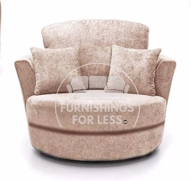 Furnishings For Less UK Monaco Chenille Fabric Swivel Chair in Beige