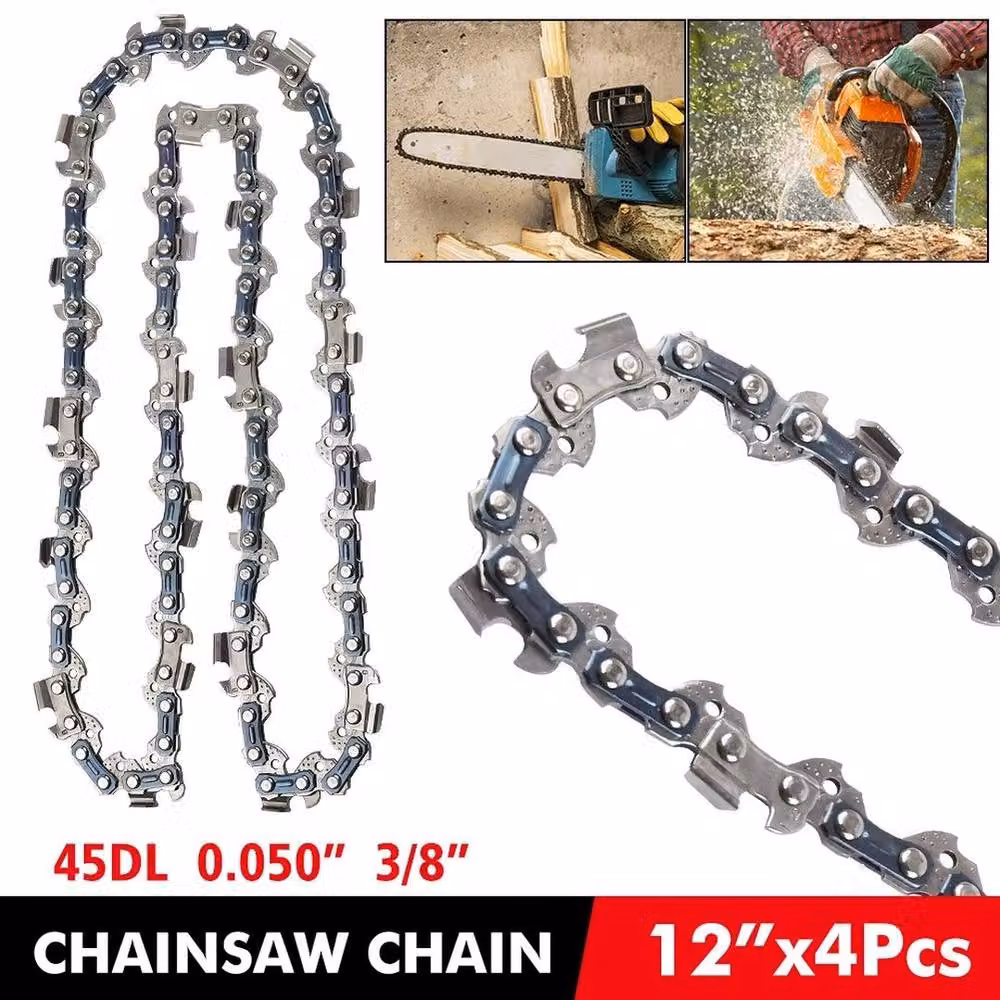 SPETLEK 12 Inch 3/8" LP Chainsaw Saw Chain Parts, 45DL, 0.050, 4 Pack, Silver – 2