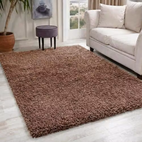 Serdim Rugs Plain Modern Shaggy Living Room Area Rug, Beige, W: 160 cm, L: 230 cm – 1