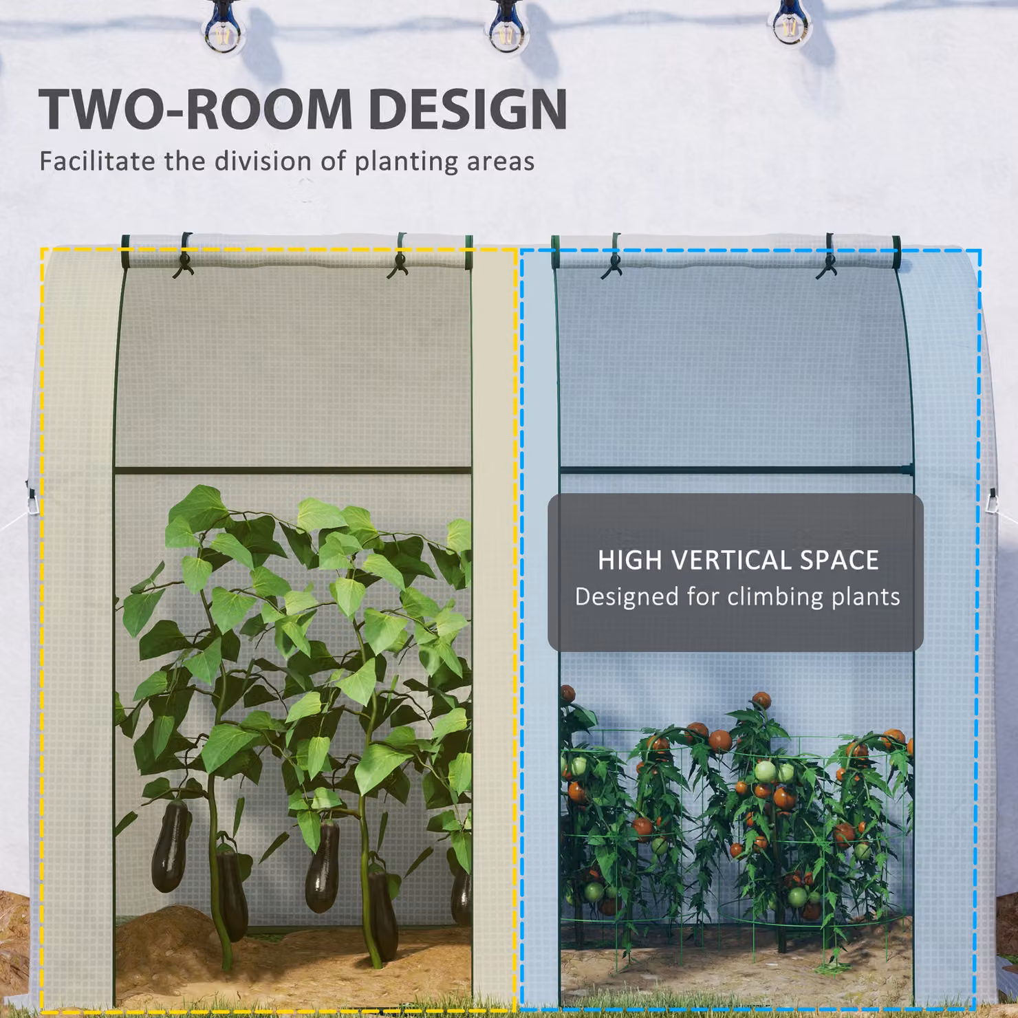 Outsunny White Mini Two-Room Greenhouse, W: 94 cm, H: 185 cm – 3