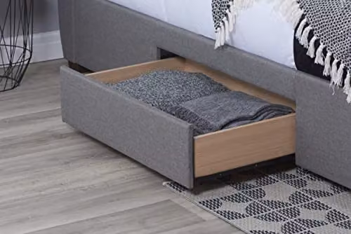 Birlea Lancaster Grey Fabric Upholstered Storage Bed Frame with Drawers W/D/H: 150 x 200 x 109 cm – 4