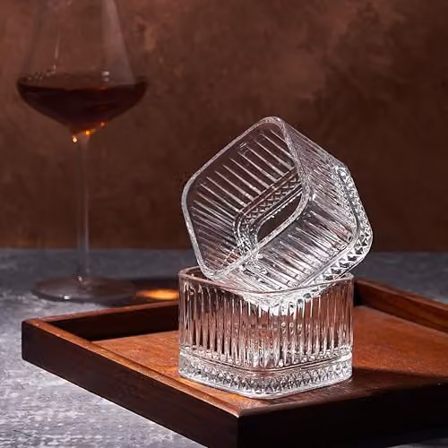 Eden & Willow Set of 6 Ribbed Glass Dip Bowls with Diamond Cut Base, Clear – 4
