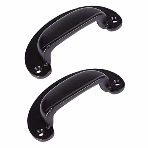 Hammer and Tongs Wide Lipped Cabinet Drawer Handles, Black, Pack of 2, W: 95 mm, H: 40 mm – 1