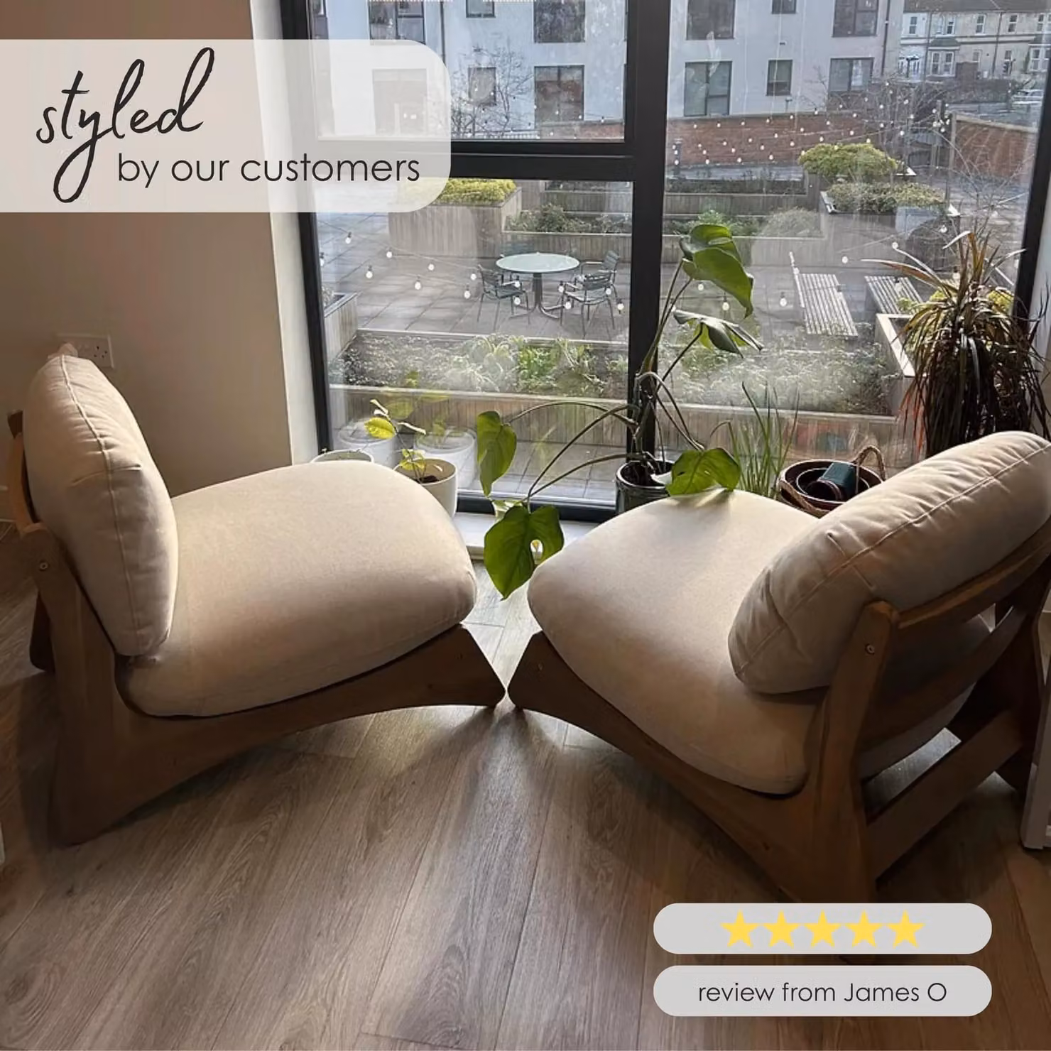 FurnitureboxUK Iko Acacia Solid Wood and Beige Outdoor Indoor Accent Chair – 5