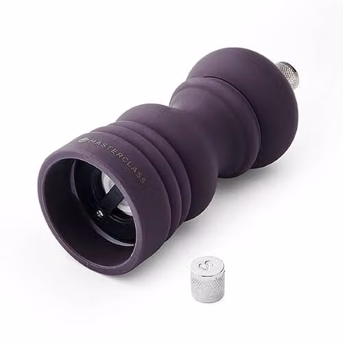 MasterClass Salt and Pepper Mill, 12cm Purple and Silver Manual Grinder – 2