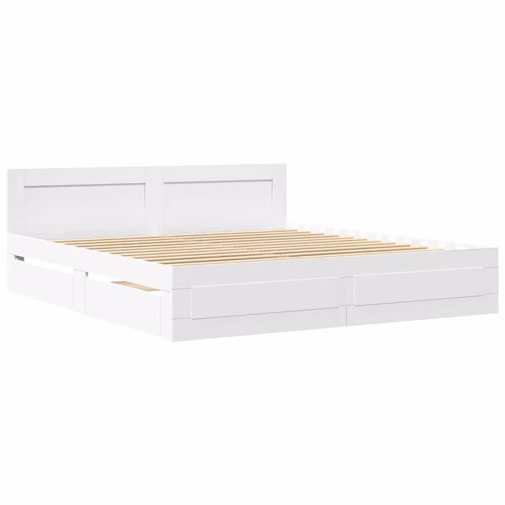 Berkfield Home Modern Bed Frame with Drawers in White, Engineered Wood, W/D/H: 193 x 203 cm – 2