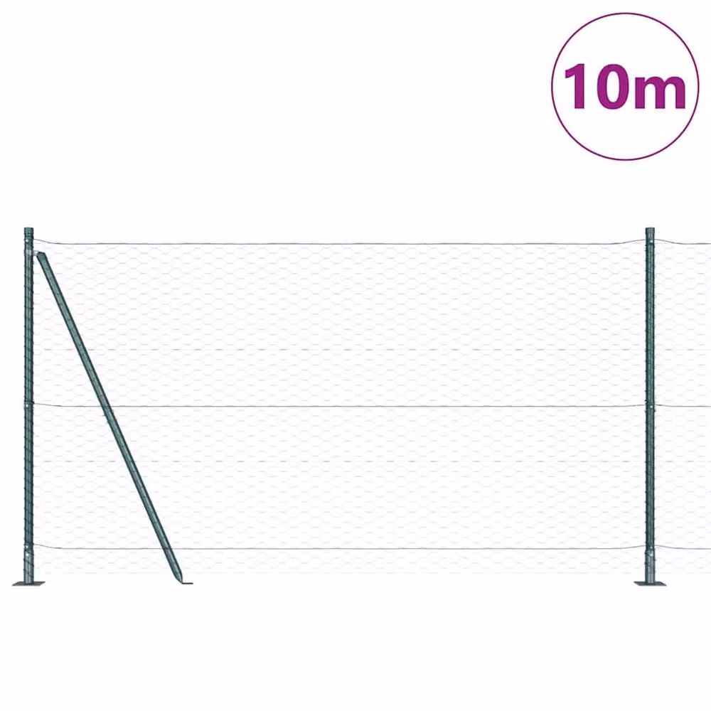 Berkfield Home Green PVC-Coated Steel Hexagon Fence, H: 120 cm, W: 10 m – 3