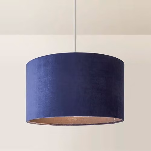 ValueLights Reni Modern Blue Fabric Cylinder Drum Lamp Shade, Width: 35 cm – 1