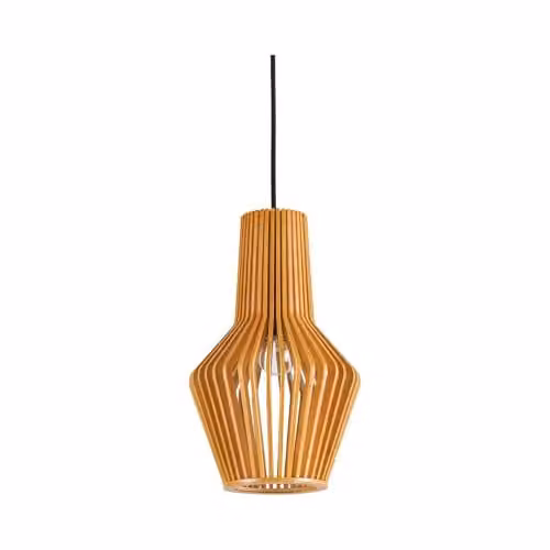 Netlighting Citrus 1 Modern Wood Ceiling Pendant Light in Brown with E27 Socket