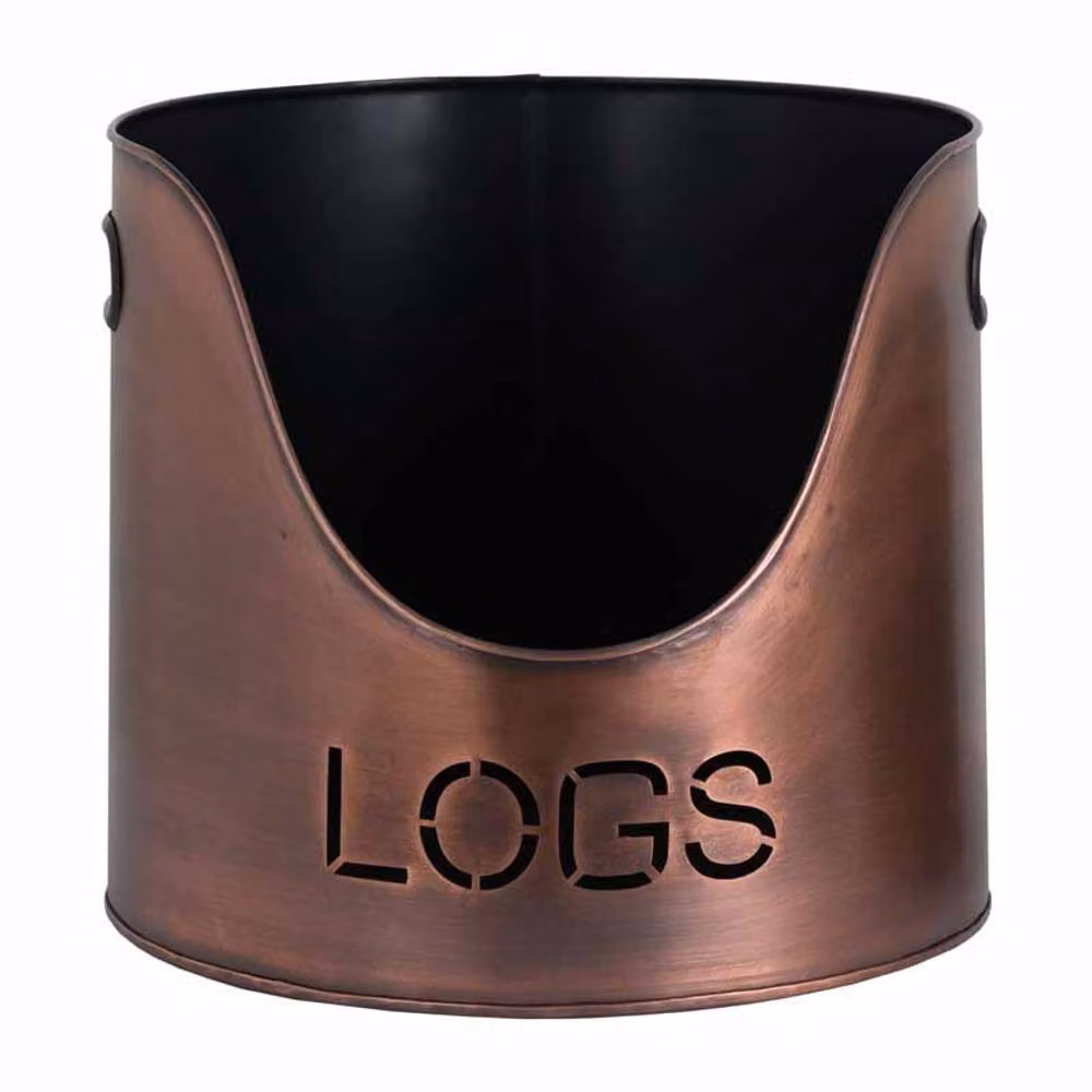 Lemon Pavilion Furniture and Decor Metal Logs and Kindling Buckets and Matchstick Holder in Bronze, W: 34 cm, D: 34 cm, H: 32 cm – 2