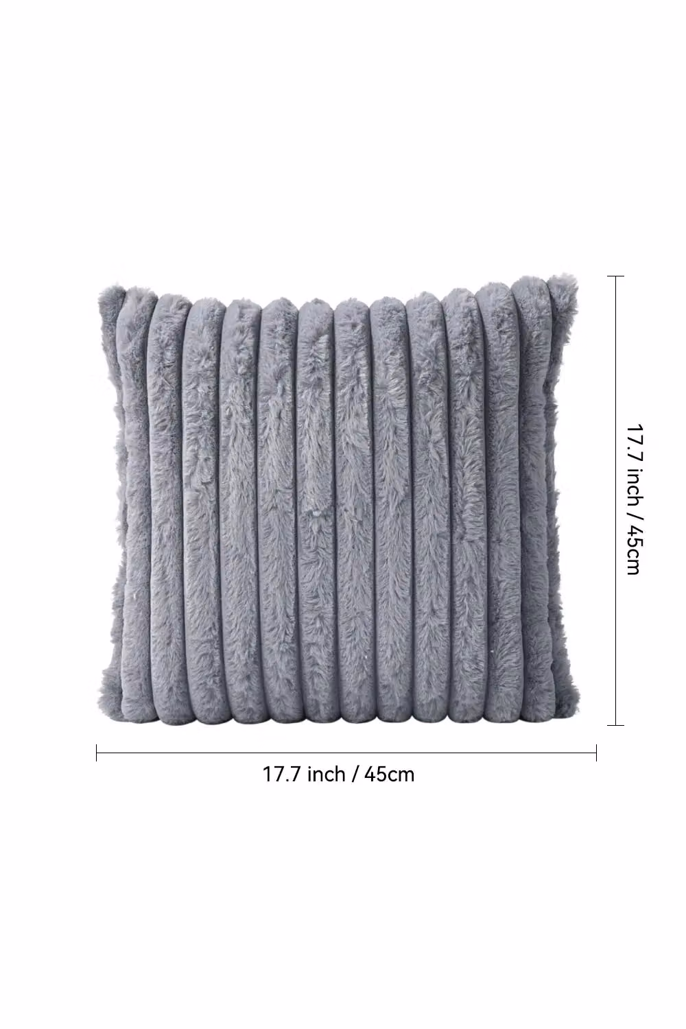 Living and Home Grey Striped Plush Square Throw Pillow, W/D/H: 45 x 45 x 45 cm – 2
