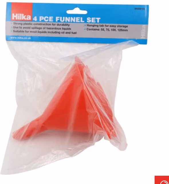 Hilka 4 Piece Red Plastic Funnel Set