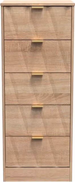 Ready Assembled 2 U Washington 5 Drawer Tall Bedside in Light Oak