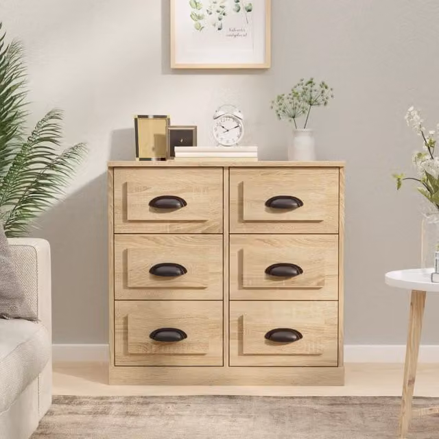 Berkfield Home Sonoma Oak Sideboard in Brown, W/D/H: 70 x 35.5 x 67.5 cm