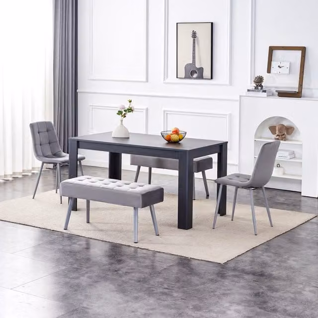 Kosy Koala Arrow Rectangular Dining Table Set with Chairs and Bench in Anthracite Grey