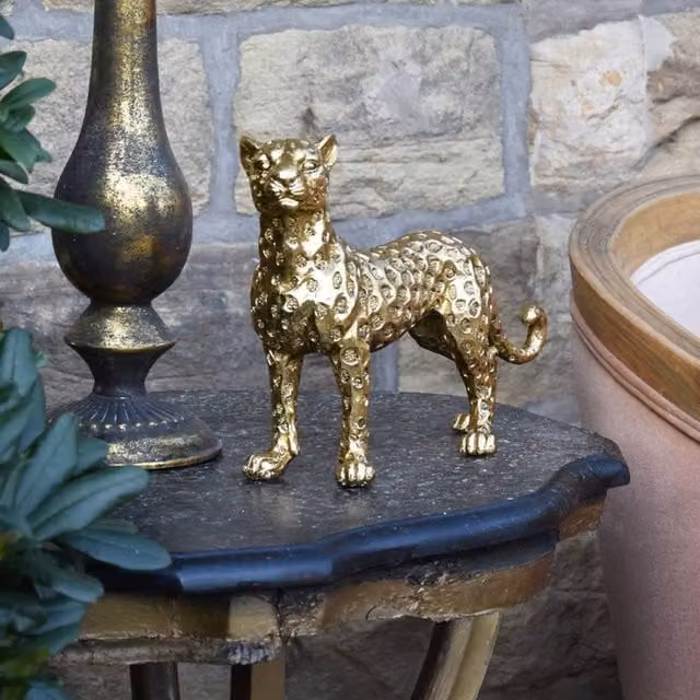 Madison & Mayfair Art Deco Gold Leopard Tabletop Statue