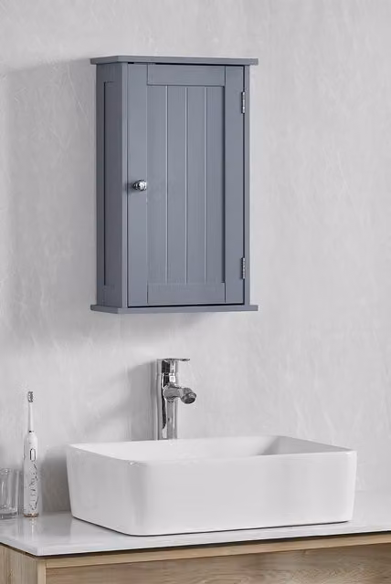 Home Discount Vida Priano 1 Door Wall Cabinet with Shelves in Grey, W/D/H: 50 x 30 x 14 cm – 1