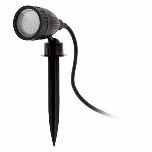 Loops IP44 Outdoor Ground Spike Garden Light in Black Plastic with Adjustable GU10 Bulb – 1