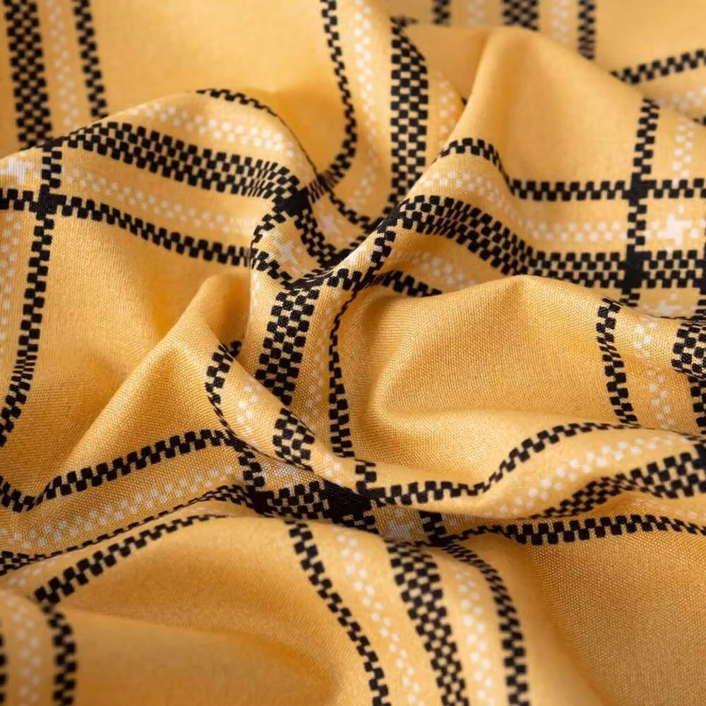 Pamposh Premium Checkered Microfibre Duvet Cover Set in Yellow, Single, W: 90 cm x H: 200 cm – 5