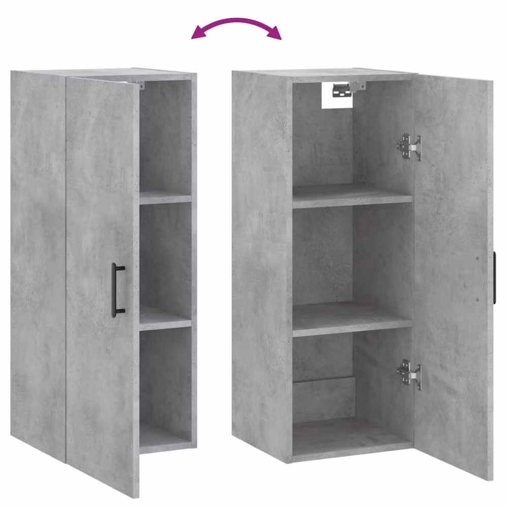 Berkfield Home Wall Mounted Cabinet in Concrete Grey, W/D/H: 34.5 x 34 x 90 cm – 4
