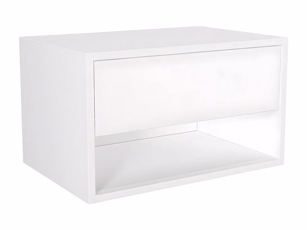 Vente-unique RITAMI Wall-Mounted Bedside Table with 1 Drawer and 1 Recess, White – 2