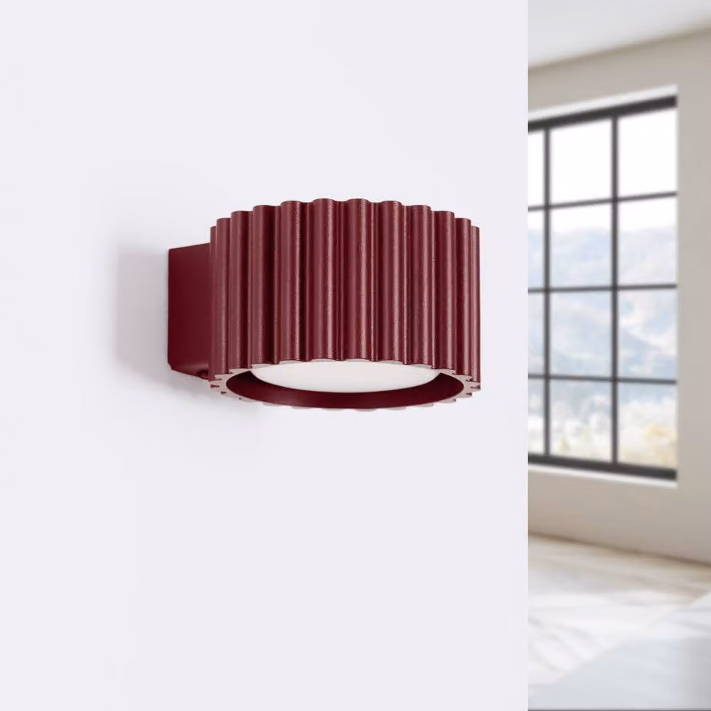 Sollux Lighting minimalist Burgundy Wall Lamp W/D/H: 6 x 10 x 12 cm – 2
