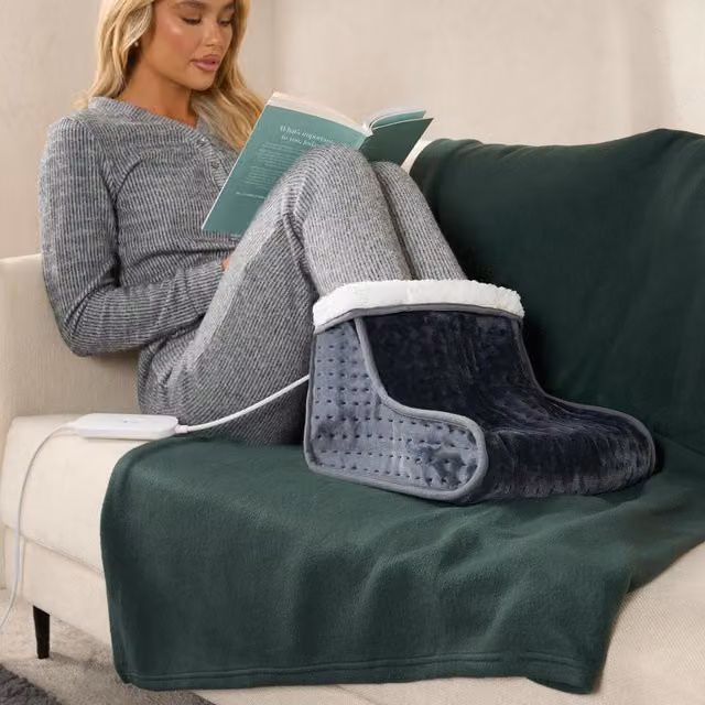 OHS Sherpa Lined Electric Heated Foot Warmer in Charcoal Grey